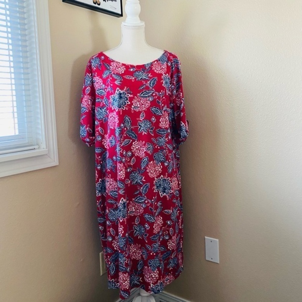Karen Scott Sport red, white and blue tee shirt dress, Sz. 3X